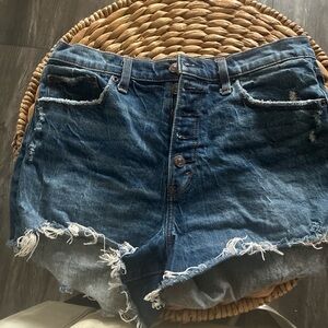Abercrombie & Fitch Blue Distressed Jean Shorts